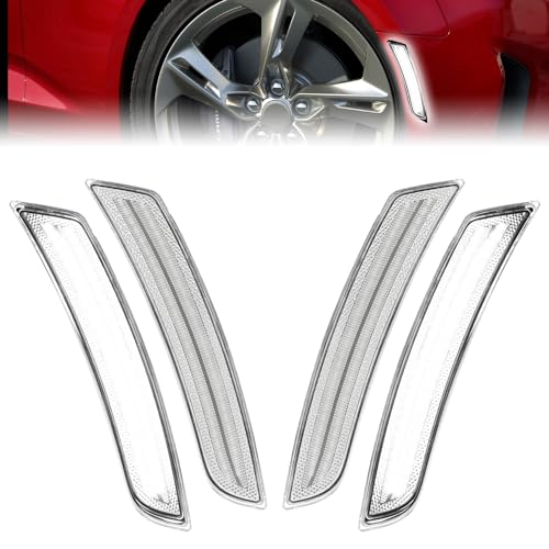 ROCCS LED White Camaro Side Marker Lights Fit for 2016-2024 Chevy Camaro ZL1/1LE/SS/RS/LS/LT, 2014-up Cadillac CTS, 2015-up Cadillac ATS Front Rear Bumper Fender Light,Clear Lens - Image 1