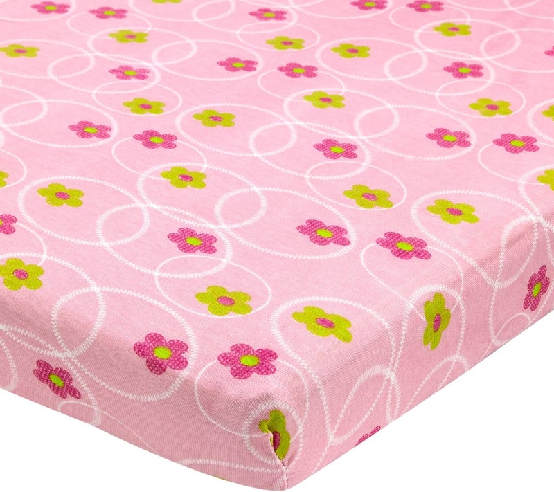 Abstract Jersey Cotton Knit Cradle Sheets - Ultra Soft Cradle Sheets Fitted 18" x 36" for Boys Girls Baby - Universal - Snug Fitted 6" Deep Pocket - Cotton - 18"x36" (Floral Pink) - Image 1