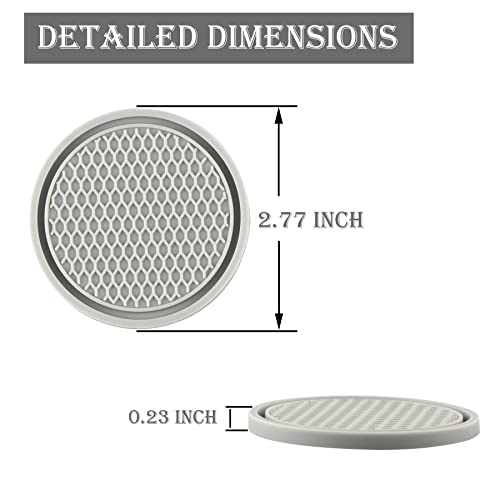 Allure Auto® (Grey) Car Cup Holder Coaster, 4 Peices Universal Auto Anti Slip Cup Holder Insert Coaster, Car Interior Accessories Compatible with Tata Safari - Image 2