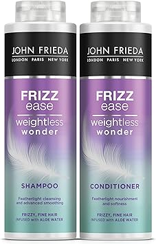 John Frieda جون فريدا فريز إيز وزن خفيف شامبو وبلسم حزمة مزدوجة 2 × 500 مل شامبو وبلسم خفيف للشعر المجعد حزمة العناية بالشعر المضادة للتجاعيد - Image 1