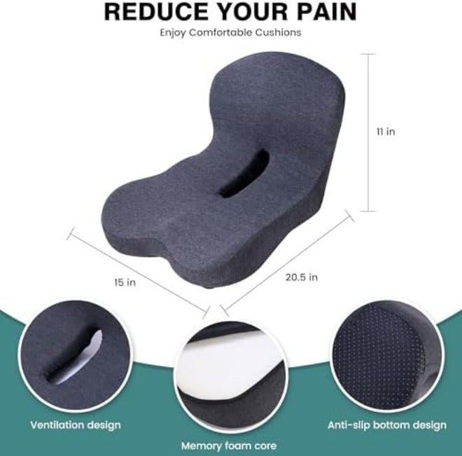 ZUAMEGU Memory Foam Car Seat Cushion – Ergonomic Driver Cushion for Sciatica & Tailbone Pain, Breathable Non-Slip Car Seat Pad for Car, Office Chair, Wheelchair - Image 5