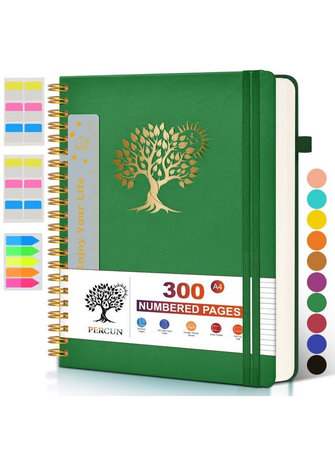 PERCUN Large Spiral Notebook with 300 Numbered Pages - A4 Spiral Journal for Writing, College Ruled Lined Pages, Work & School Notebook for Men & Women,hardcover Leather Notebook - 8.5" x 11" - Image 1