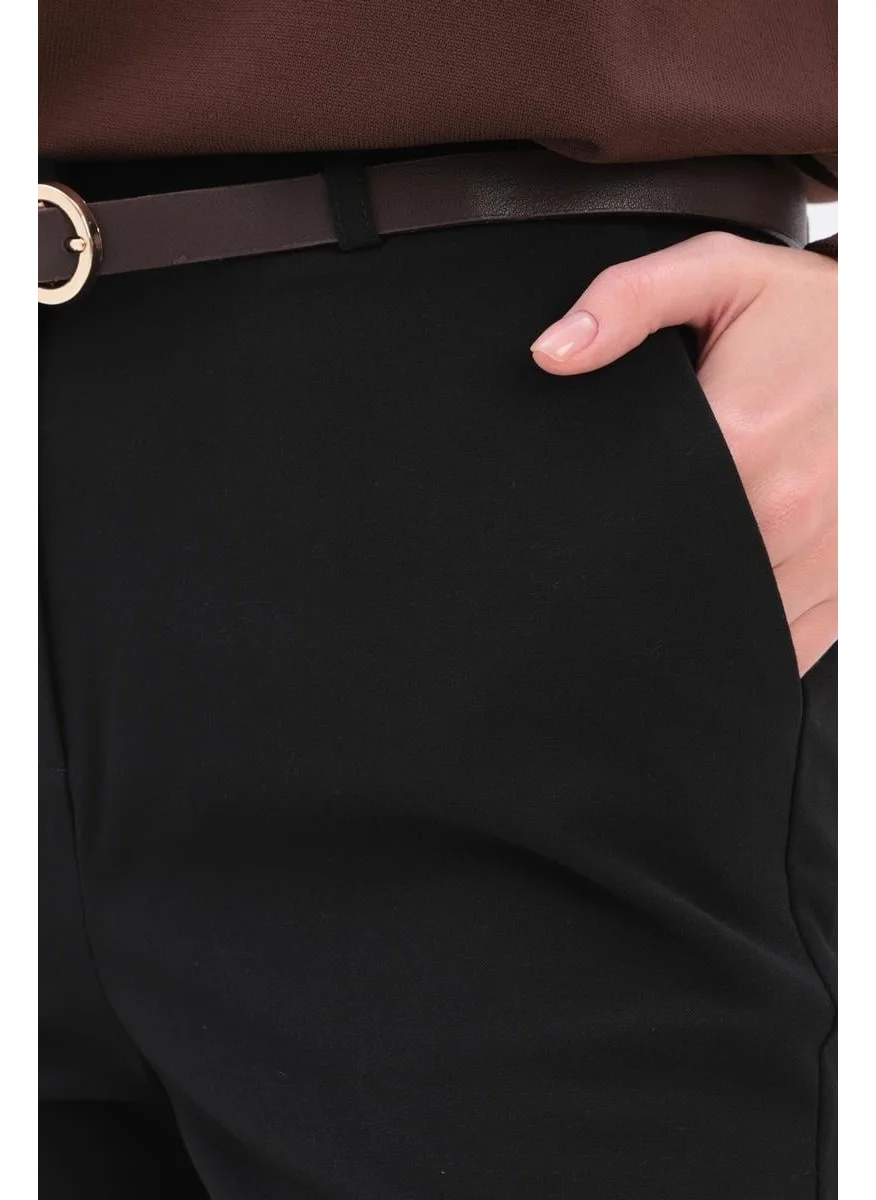 Allday Black-Leg Slit Carrot Trousers