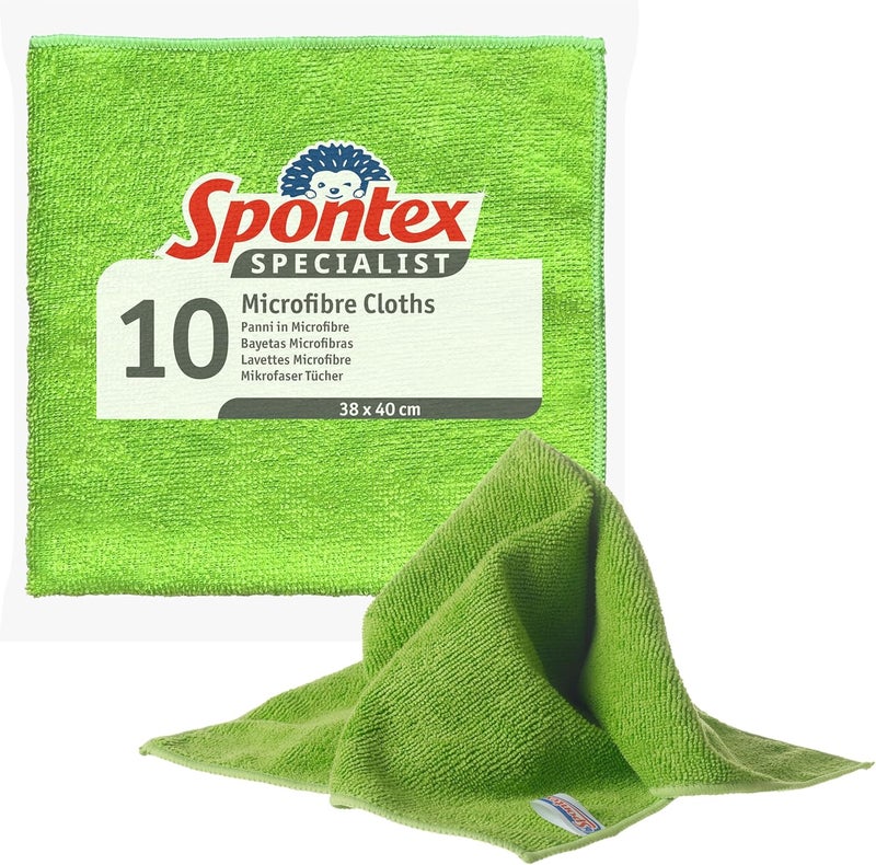 Spontex Specialist Microfibre Cleaning Cloths - Pack of 10 - Image 1