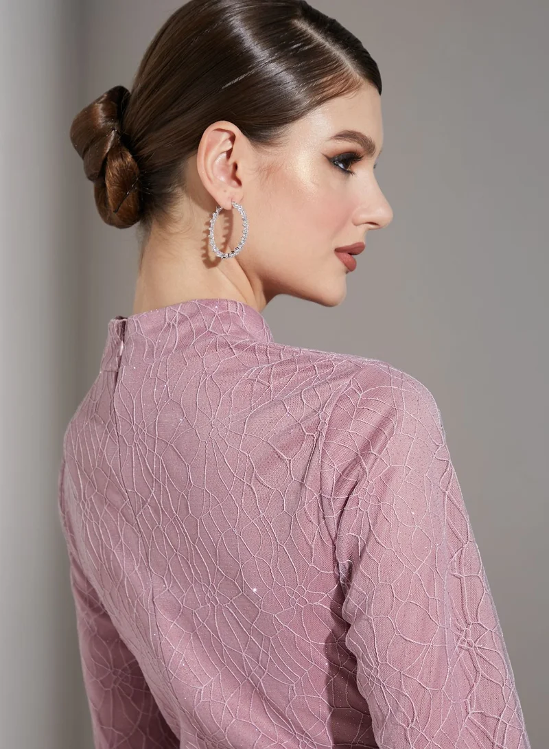 Khizana Lace Belted Flared Dress
