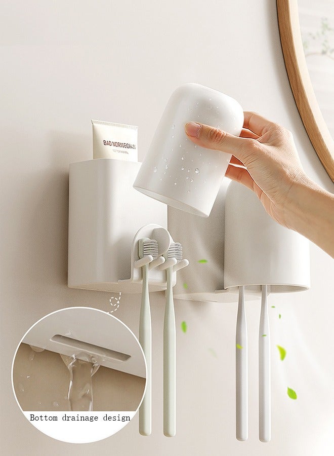 Bathroom Wall Mounted Toothbrush Holder No Punching Multifunction Toiletry Toothpaste Storage Rack Singer Cup Tooth Brush Organizer Bathroom Decor  - Image 5