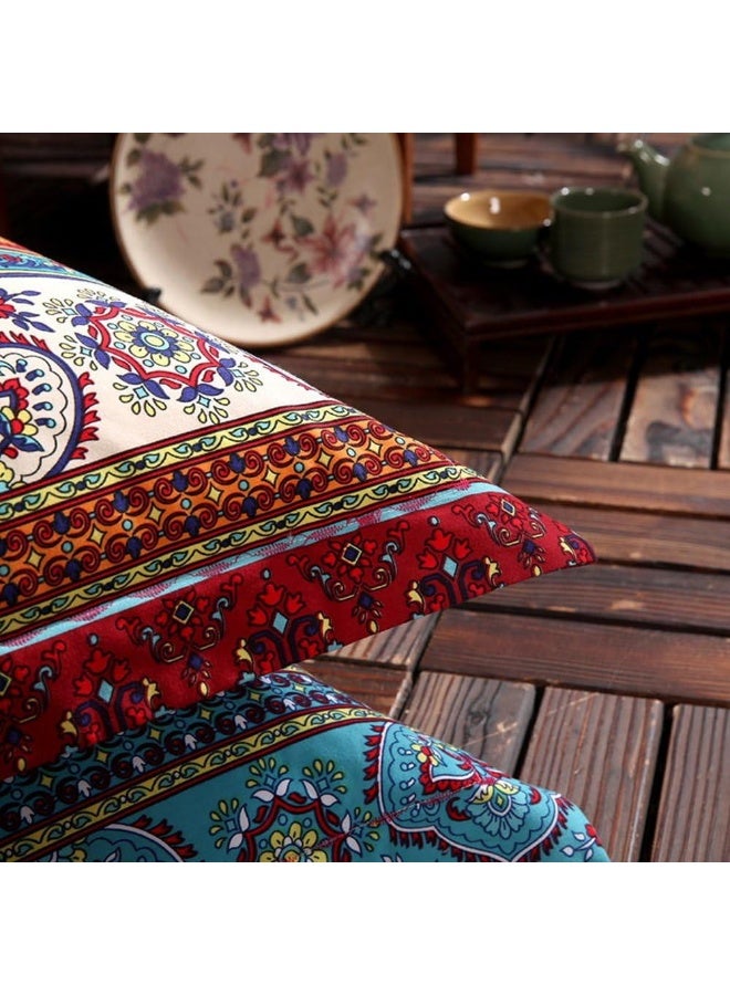 LELVA Boho Pillow Cases Set of 2 Piece Queen Standard Colorful Bohemian Striped Pillowshams 100 Cotton Brushed Pillow Covers Pillow Protectors 20 x 30 Pattern 1 - Image 2