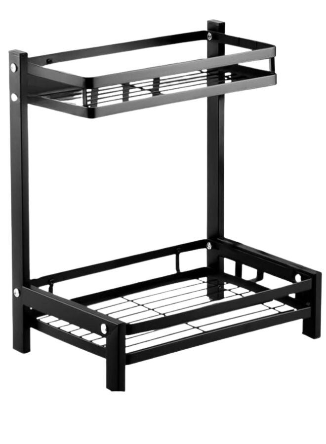 رف تخزين المطبخ من الفولاذ المقاوم للصدأ بطبقتين، رف تخزين المطبخ متعدد الوظائف للاستخدام متعدد الأغراض، تخزين التوابل، تخزين أدوات المطبخ - Image 2