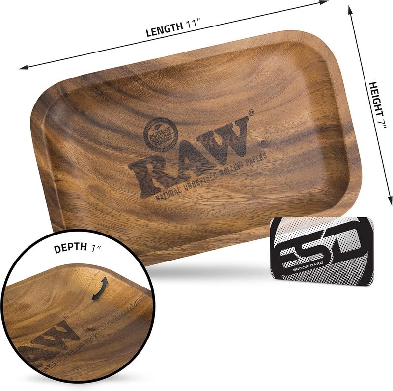 Raw Wood Rolling Tray | Size - Small | Sturdy Designed Wood with Curved Corners - No Creases! - Image 3