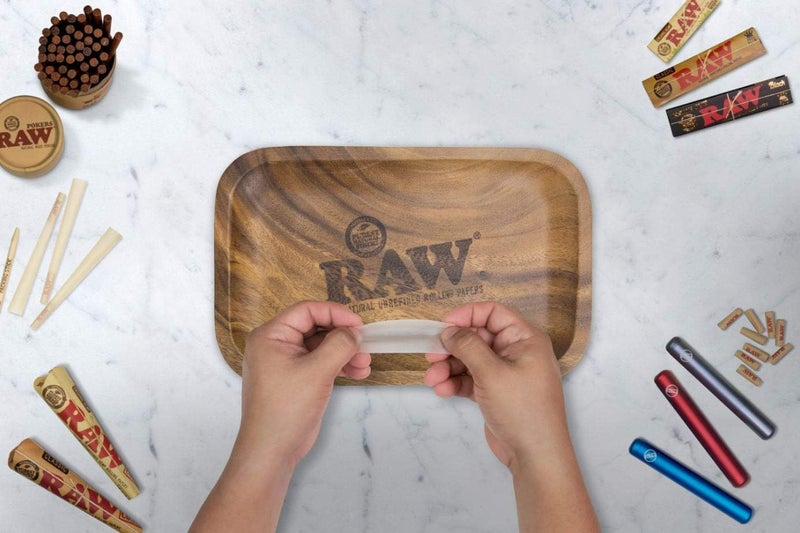 Raw Wood Rolling Tray | Size - Small | Sturdy Designed Wood with Curved Corners - No Creases! - Image 4
