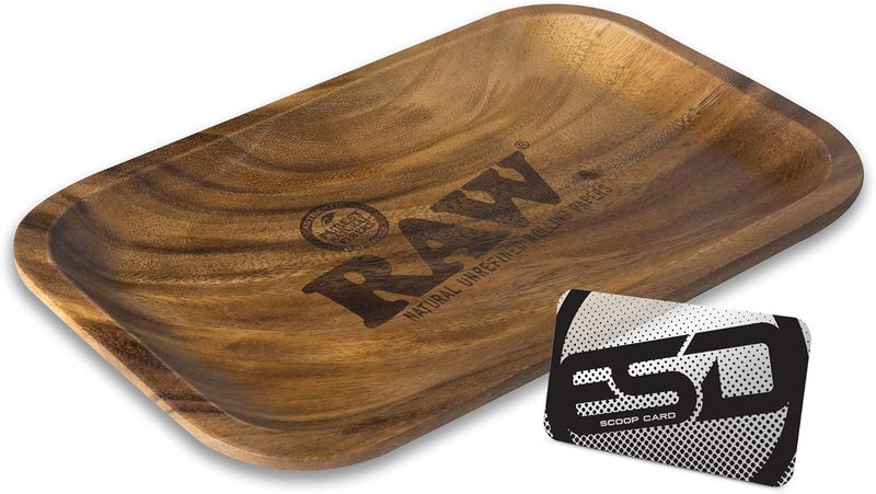 Raw Wood Rolling Tray | Size - Small | Sturdy Designed Wood with Curved Corners - No Creases! - Image 2