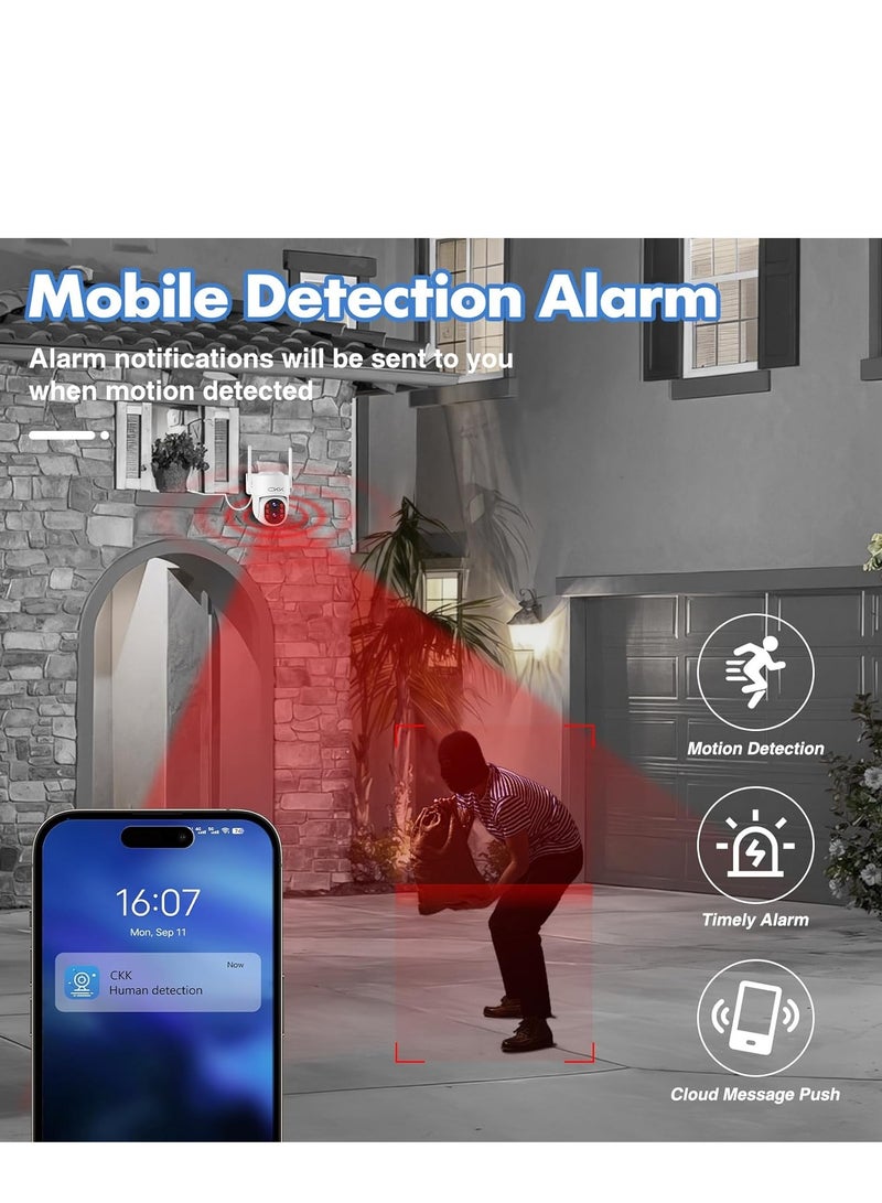 كاميرا مراقبة واي فاي بدقة 2 ميجابكسل – زوم 10X، حركة 360°، كشف حركة بالذكاء الاصطناعي، تنبيه ضوء، تسجيل مستمر 24/7، سهولة التوصيل، تدعم أليكسا - Image 4