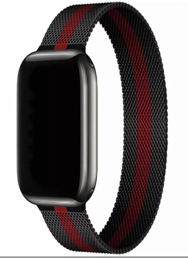 Generic - Magnetic Metal Band For Apple Watch Ultra/Series 9 / Series 8 / Series 7 / Series 6 / Series 5 49mm / 45mm / 44mm / 42mm Black Red - Image 1