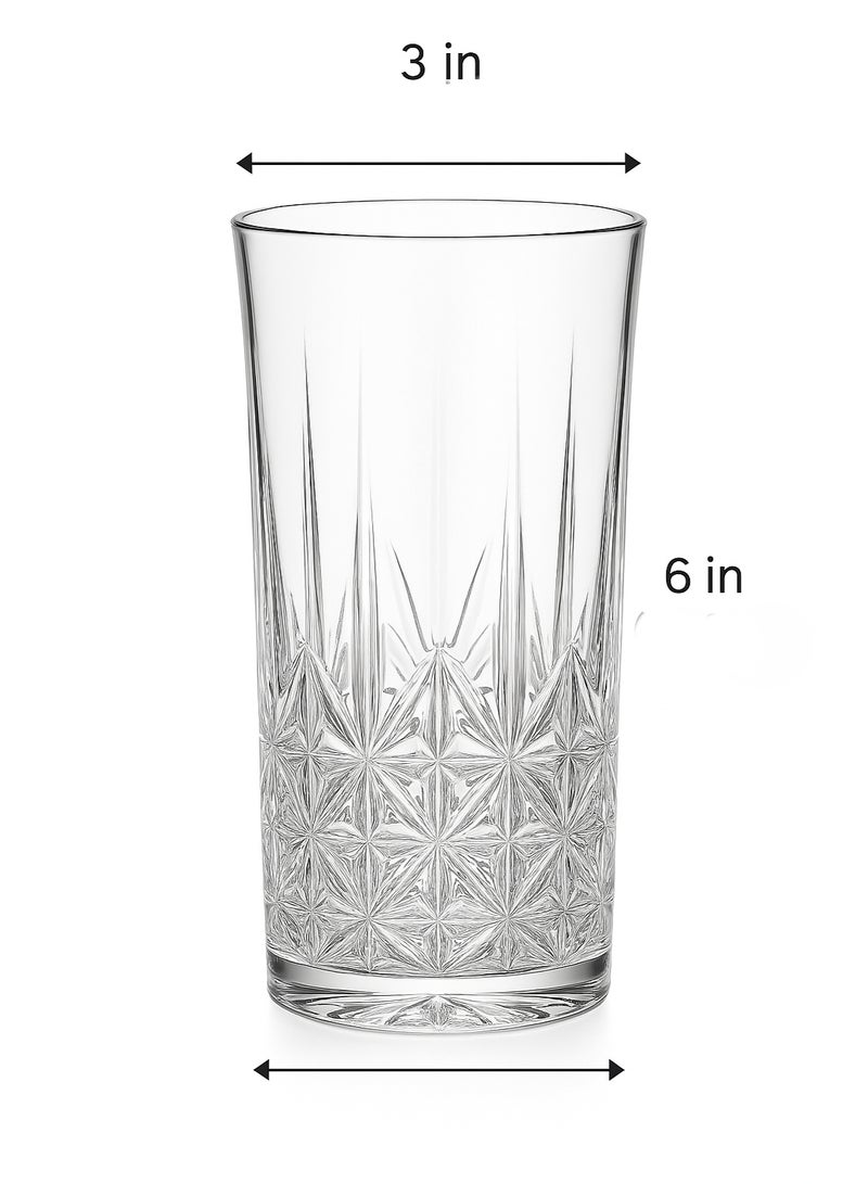 SAQOWARE Saqoware 6 Pcs Premium Crystal Clear Highball Tumbler Glasses Set – Elegant Juice & Beverage Glassware for Cocktails, Water, Mocktails – Durable 350 ml Classic Design Glasses for Home, Kitchen & Party Use - Image 3