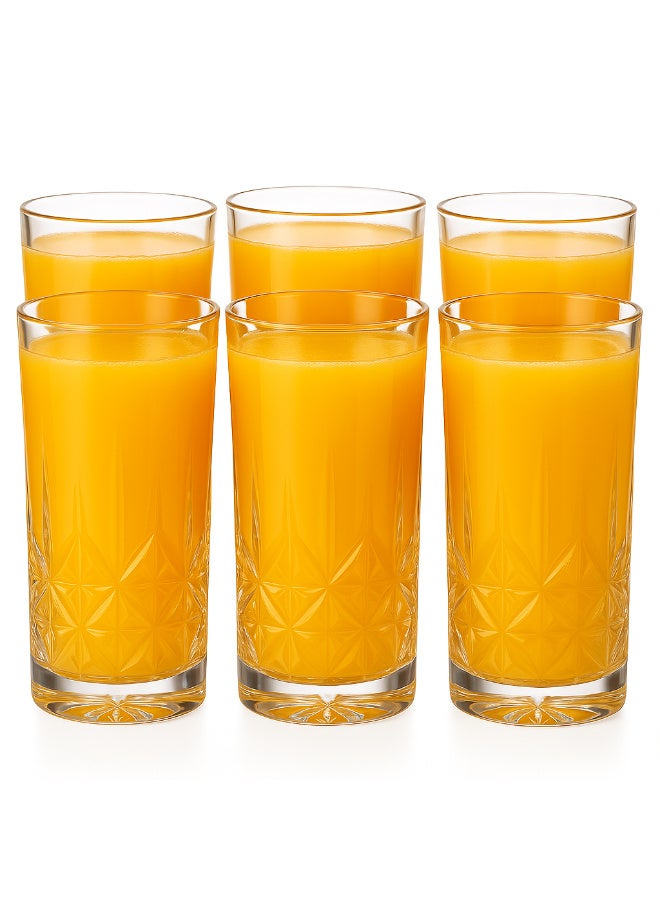 SAQOWARE Saqoware 6 Pcs Premium Crystal Clear Highball Tumbler Glasses Set – Elegant Juice & Beverage Glassware for Cocktails, Water, Mocktails – Durable 350 ml Classic Design Glasses for Home, Kitchen & Party Use - Image 4
