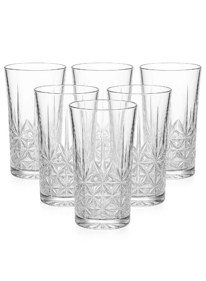 SAQOWARE Saqoware 6 Pcs Premium Crystal Clear Highball Tumbler Glasses Set – Elegant Juice & Beverage Glassware for Cocktails, Water, Mocktails – Durable 350 ml Classic Design Glasses for Home, Kitchen & Party Use - Image 5