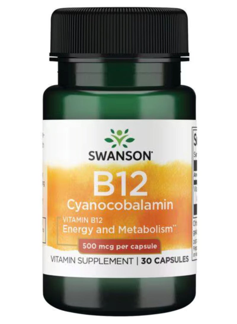 سوانسون فيتامين ب 12 500 مكجم 30 كبسولة