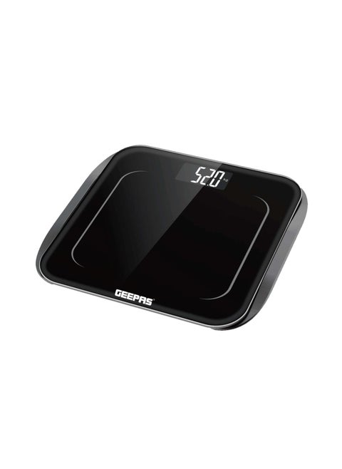 Digital Personal Scale 180kg Capacity | Tempered Glass Platform, Low Power And Overload Indication| LCD Display, Auto On/ Off | GBS4219 Black