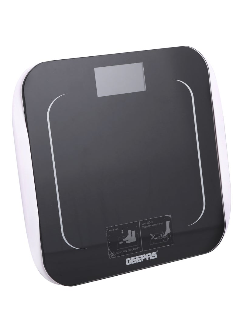 Digital Personal Scale 180kg Capacity | Tempered Glass Platform, Low Power And Overload Indication| LCD Display, Auto On/ Off | GBS4219 Black