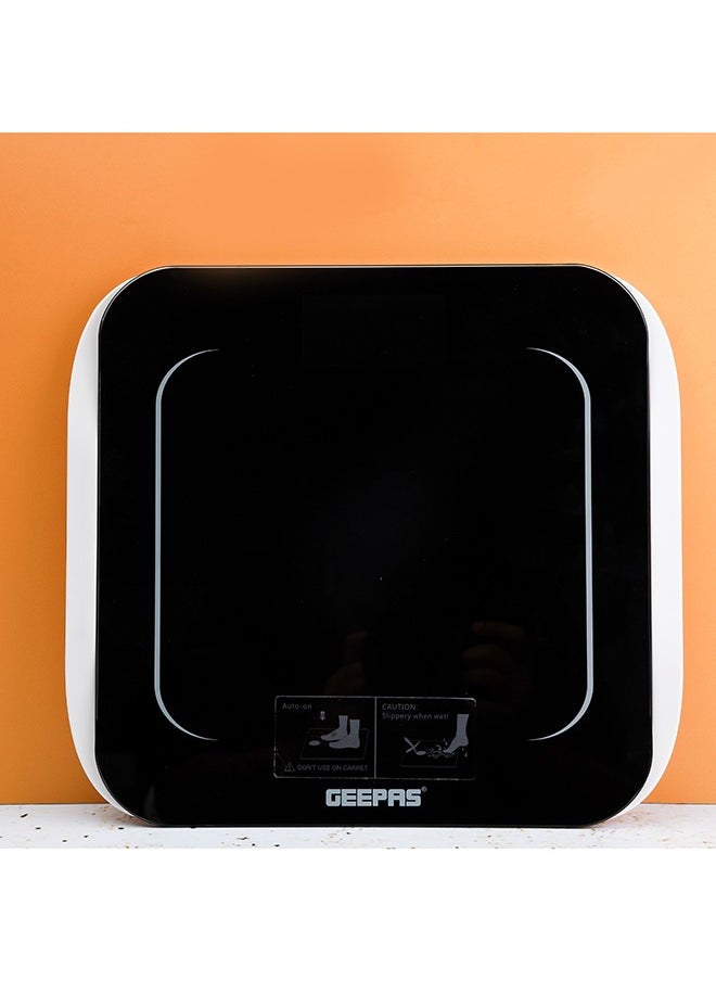 Digital Personal Scale 180kg Capacity | Tempered Glass Platform, Low Power And Overload Indication| LCD Display, Auto On/ Off | GBS4219 Black