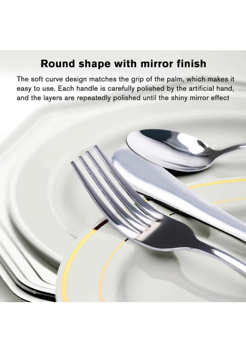 DUNISO - 24PCS Silver Flatware Set with Storage Box, Food-Grade Stainless Steel Utensil Set, Service for 6,Mirror Polished Include Knives Forks Spoons Tableware Cutlery Set,Dishwasher Safe - Image 1