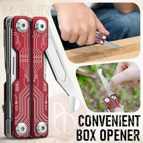BIBURY Mini Keychain Multitool Scissors BI2061R, 9 in 1 Multitool EDC Scissors with Screwdriver, Bottle Opener, Pocket Knife, Spring -Mini Multi Tool for Outdoor, Daily Use, Gifts for Men and Women - Image 5
