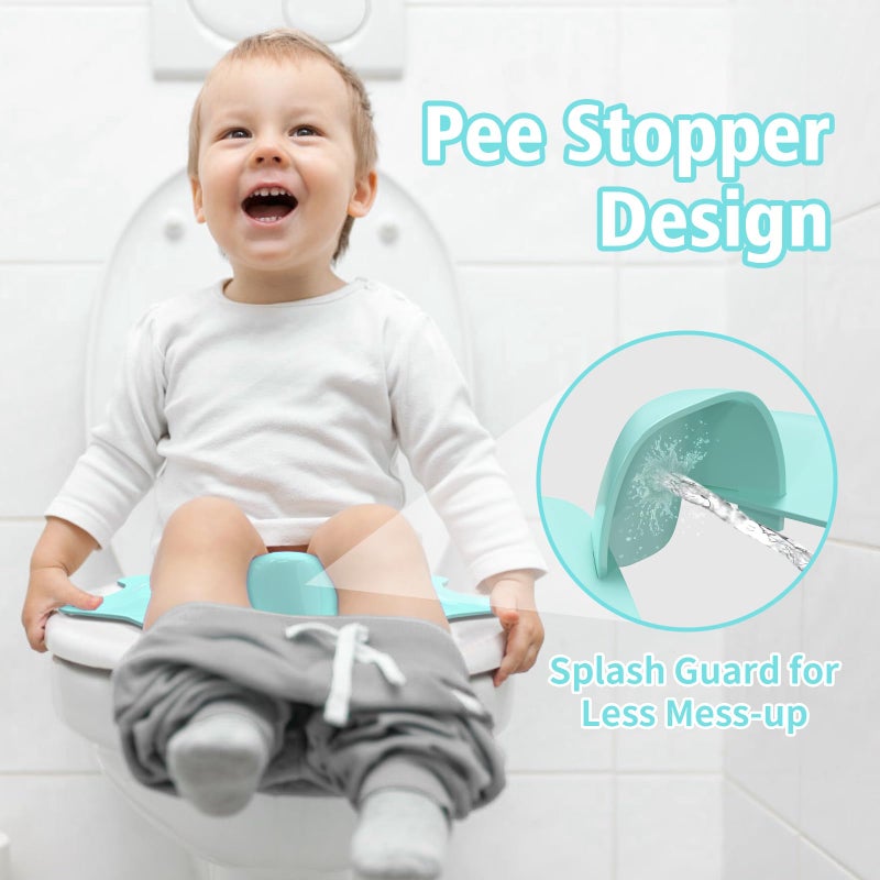 SKYROKU كرسي مرحاض قابل للطي للسفر من SKYROKU للأطفال والصغار - كرسي تدريب على المرحاض غير قابل للانزلاق مع مقابض، واقي رذاذ، ملصقات DIY، حقيبة تخزين - يناسب معظم المراحيض، محمول وسهل التنظيف (أزرق) - Image 4