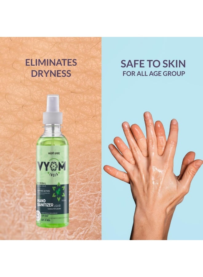 VYOM India Hand Sanitizer Spray,Based Hand Sanitizer Liquid, Herbal Mint Sanitizer Spray, Anti Bacterial & Skin Friendly - 250ml (Pack of 2) - Image 3