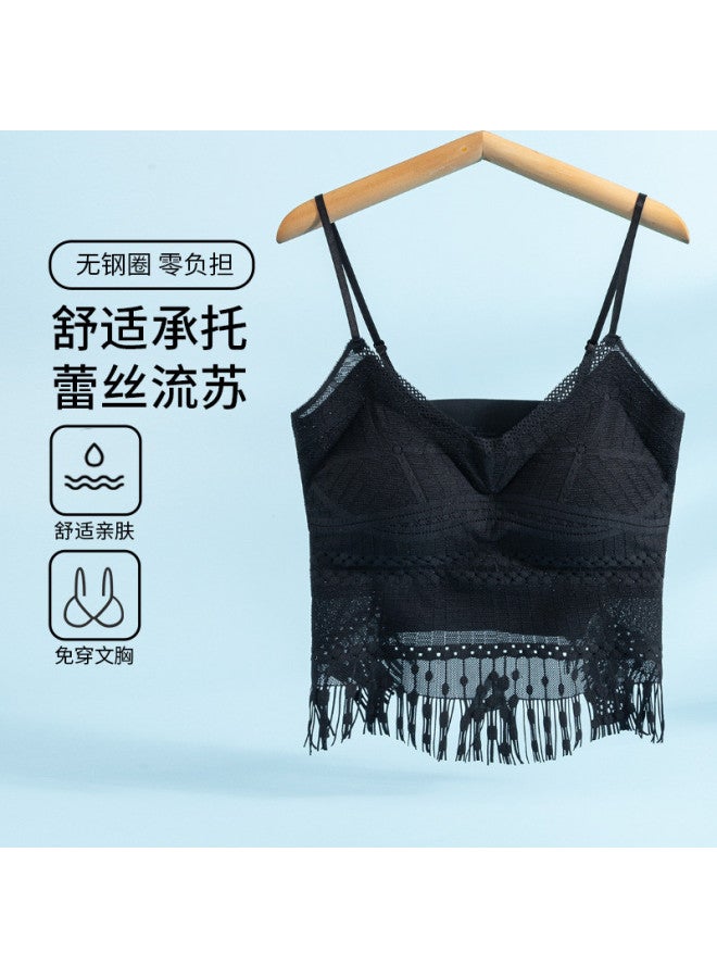 Goso Spaghetti Strap Women'S Layering Fringe Camisole Top, Braless Lightweight Breathable Underwear - Image 2