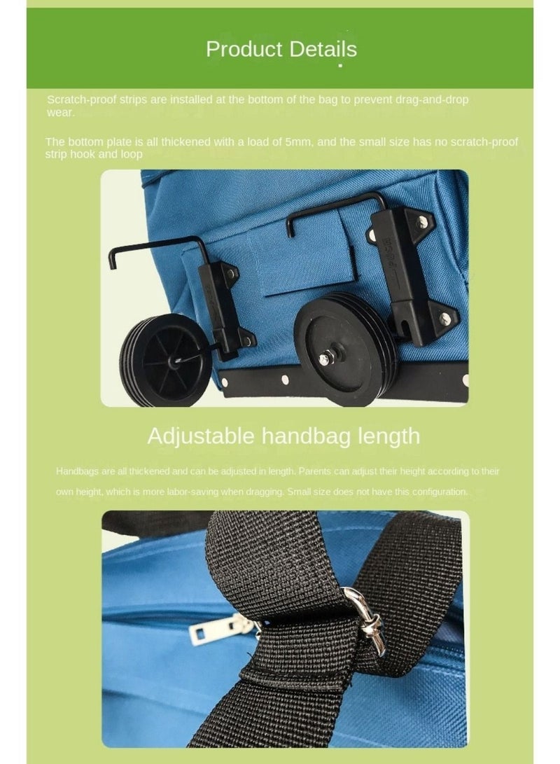 HILUKE Collapsible Reusable Foldable Trolley Grocery Shopping Tote Bag-Blue  - Image 3