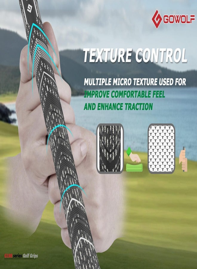 Gowolf Golf Grips Cord Rubber Multi-compound Golf Driver Irons Club Choose 13 Grips with 15pcs Tapes or 13 Grips with Full Kits (Black+white, Standard) - Image 2