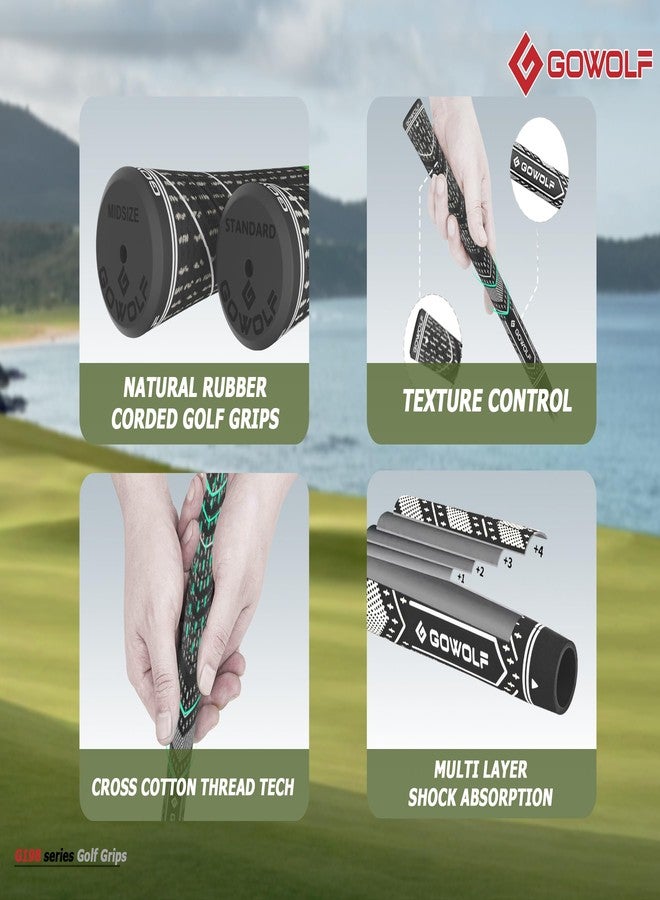 Gowolf Golf Grips Cord Rubber Multi-compound Golf Driver Irons Club Choose 13 Grips with 15pcs Tapes or 13 Grips with Full Kits (Black+white, Standard) - Image 3