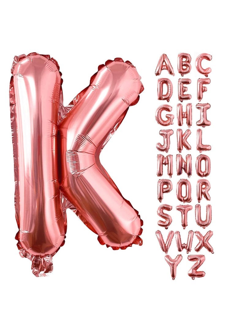 بارتي ويذ إيما بالونات من الذهب الوردي من الألف إلى الياء 32 بوصة بالونات الأبجدية الكبيرة من الذهب الوردي رقائق الهيليوم رسالة بالون لحفل عيد ميلاد الذكرى السنوية لزينة الزفاف (Rose Gold-K) - Image 1