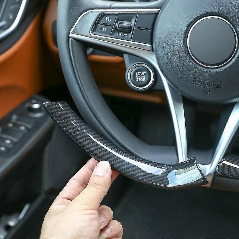 Steering Wheel Trim Carbon Fiber Pattern ABS Material Anti-Fading - Anti-Scratch Dust-Proof Trim Covers for 2016-2018 Giulia 2017-2018 Stelvio Car Interior Decoration - Image 5