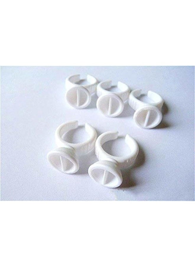 AM RONG MAGIC 100Pcs 2 Slot Disposable Plastic Nail Art Tattoo Glue Pallet Holder Eyelash Extension Rings Adhesive Pigment Holders Finger Hand Beauty Tools (Small Separated) - Image 3