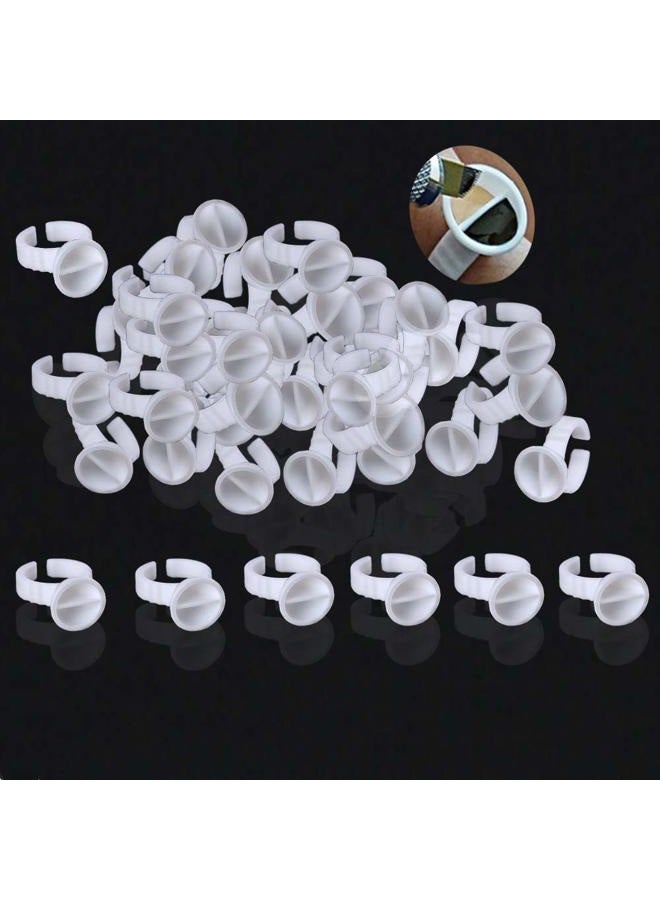 AM RONG MAGIC 100Pcs 2 Slot Disposable Plastic Nail Art Tattoo Glue Pallet Holder Eyelash Extension Rings Adhesive Pigment Holders Finger Hand Beauty Tools (Small Separated) - Image 1