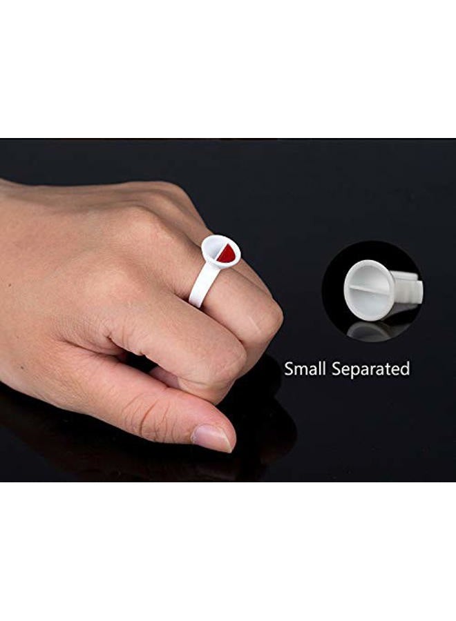 AM RONG MAGIC 100Pcs 2 Slot Disposable Plastic Nail Art Tattoo Glue Pallet Holder Eyelash Extension Rings Adhesive Pigment Holders Finger Hand Beauty Tools (Small Separated) - Image 2