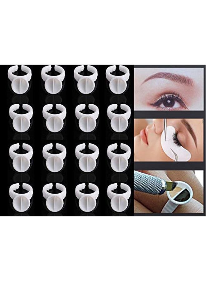 AM RONG MAGIC 100Pcs 2 Slot Disposable Plastic Nail Art Tattoo Glue Pallet Holder Eyelash Extension Rings Adhesive Pigment Holders Finger Hand Beauty Tools (Small Separated) - Image 4
