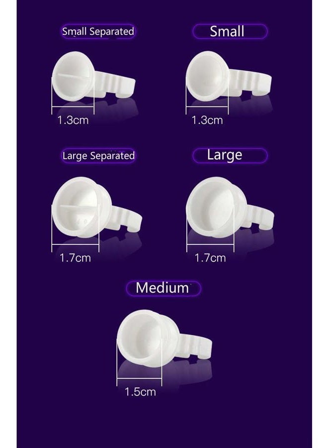 AM RONG MAGIC 100Pcs 2 Slot Disposable Plastic Nail Art Tattoo Glue Pallet Holder Eyelash Extension Rings Adhesive Pigment Holders Finger Hand Beauty Tools (Small Separated) - Image 5