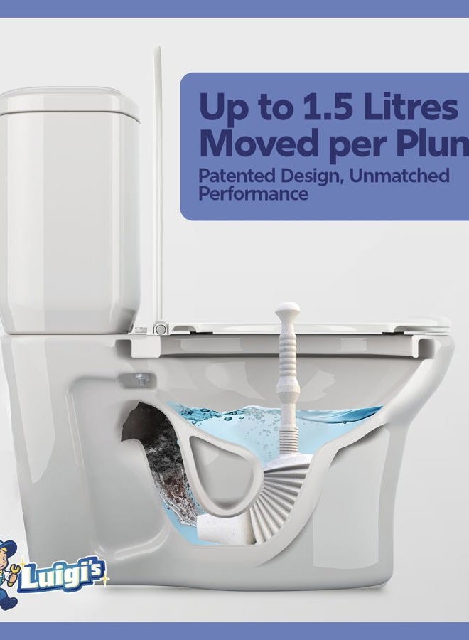 Luigi's The World's Best Toilet Plunger: Heavy Duty Toilet Unblocker to fit All Toilets Clears and unblocks with a Powerful Bellows (Grey with Holder) - Image 3