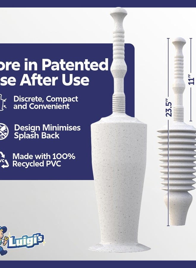 Luigi's The World's Best Toilet Plunger: Heavy Duty Toilet Unblocker to fit All Toilets Clears and unblocks with a Powerful Bellows (Grey with Holder) - Image 4