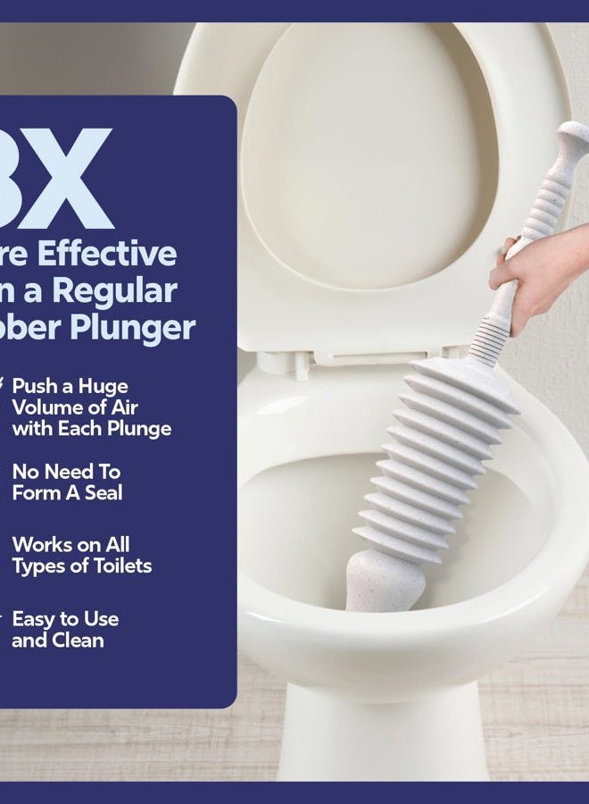 Luigi's The World's Best Toilet Plunger: Heavy Duty Toilet Unblocker to fit All Toilets Clears and unblocks with a Powerful Bellows (Grey with Holder) - Image 2