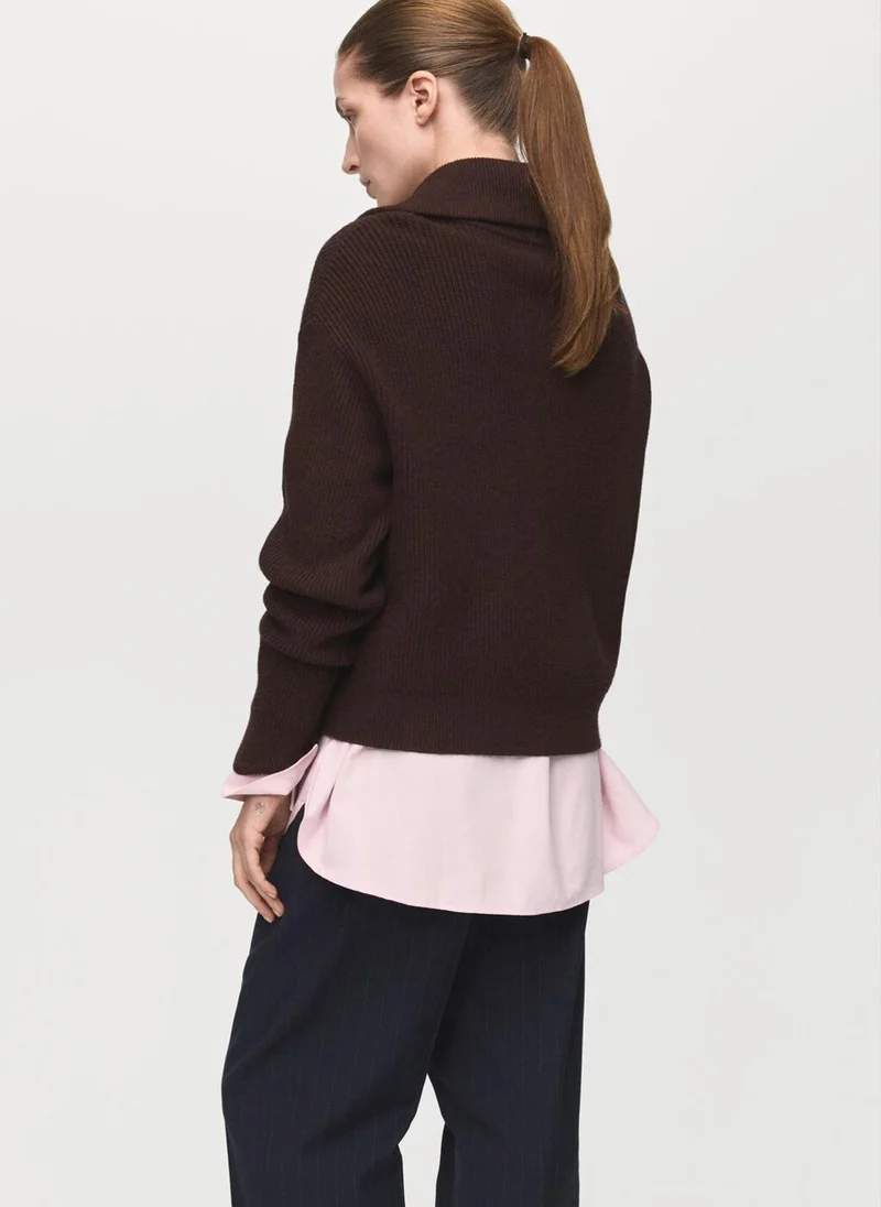 MANGO Sweater with contrasting zip collar