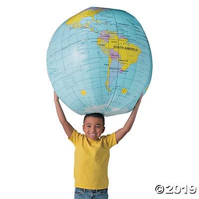 Fun Express Giant Inflatable Globe Beach Ball 33 Inch Educational World Globe for Kids Classroom Learning Earth Ball for Outdoor Play Earth Day Activities Geography Lessons - Image 5