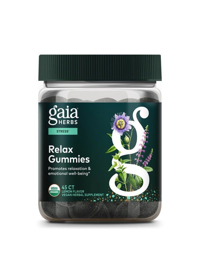 Gaia Herbs جواهر الاسترخاء العضوية، تخفيف التوتر، دعم مضاد للتوتر، ريحان مقدس، بلسم الليمون، زهرة العاطفة، معتمد من وزارة الزراعة الأمريكية كعضوي، غير معدل وراثيًا، خالي من الغلوتين، نباتي، 45 حبة (عبوة من 1) - Image 1