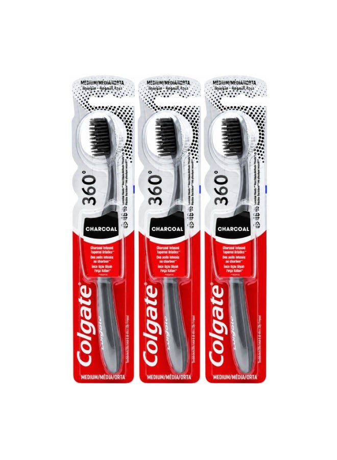 Colgate 360 Charcoal Toothbrush X Pack of 3Pcs - Image 1