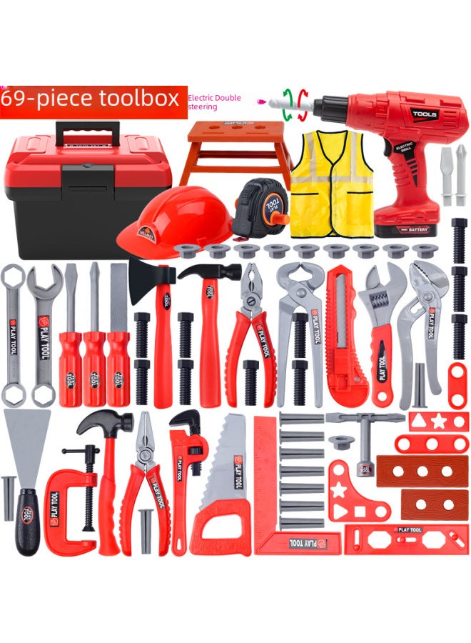 Children's Toolbox Baby Simulation Repair Tools Electric Drill Screwdriver Boys Girls Electric Dismantling Toys-Specifications:【Storage Box】 Tool Set Of 55 (electric Hand Drill) - Image 2