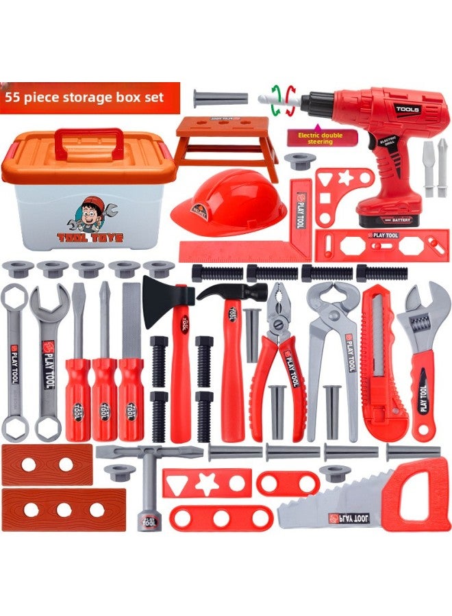 Children's Toolbox Baby Simulation Repair Tools Electric Drill Screwdriver Boys Girls Electric Dismantling Toys-Specifications:【Storage Box】 Tool Set Of 55 (electric Hand Drill) - Image 1