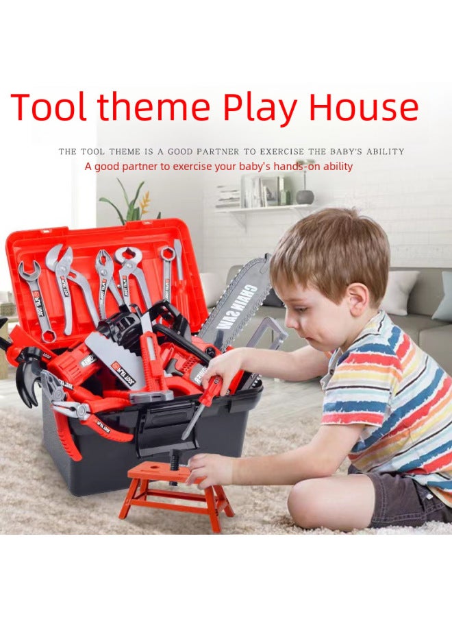 Children's Toolbox Baby Simulation Repair Tools Electric Drill Screwdriver Boys Girls Electric Dismantling Toys-Specifications:【Storage Box】 Tool Set Of 55 (electric Hand Drill) - Image 3