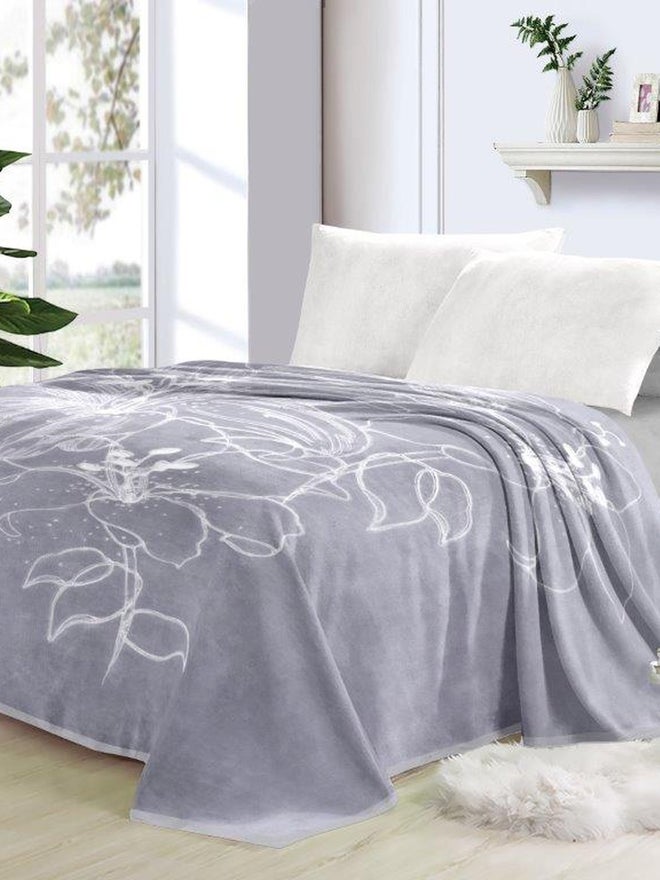 VALENTINI 2-Ply Embossed Blanket King 200X240Cm - Light Grey